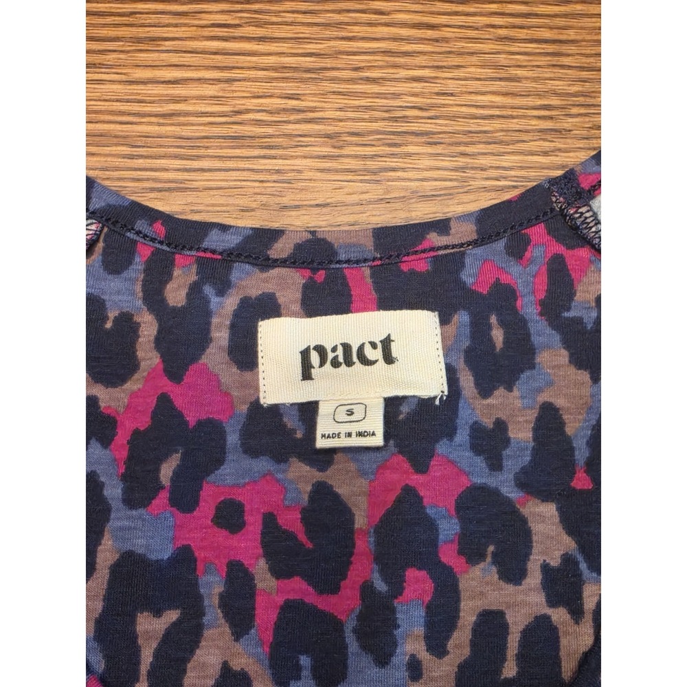 PACT Revive Flutter Sleeve Dress Small Leopard Print Organic Cotton Sustainable - Picture 6 of 16